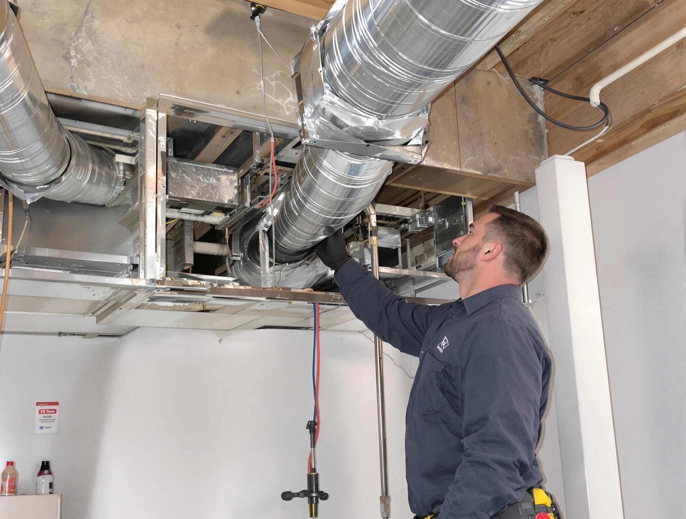 Newcastle Air Duct Cleaning technician performing professional air duct repair using specialized tools in Newcastle