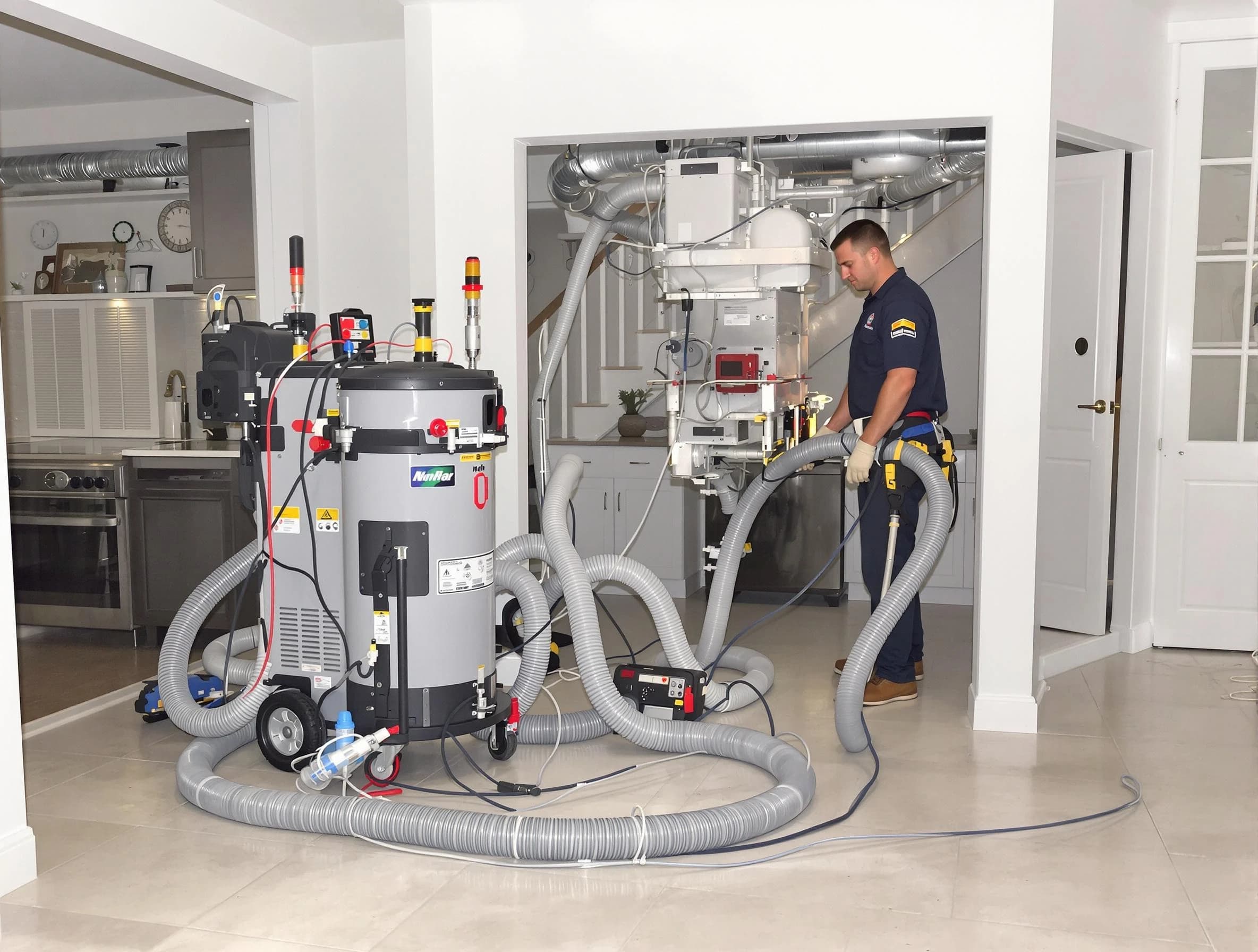 Newcastle Air Duct Cleaning technician operating negative pressure cleaning equipment for thorough duct maintenance in Newcastle