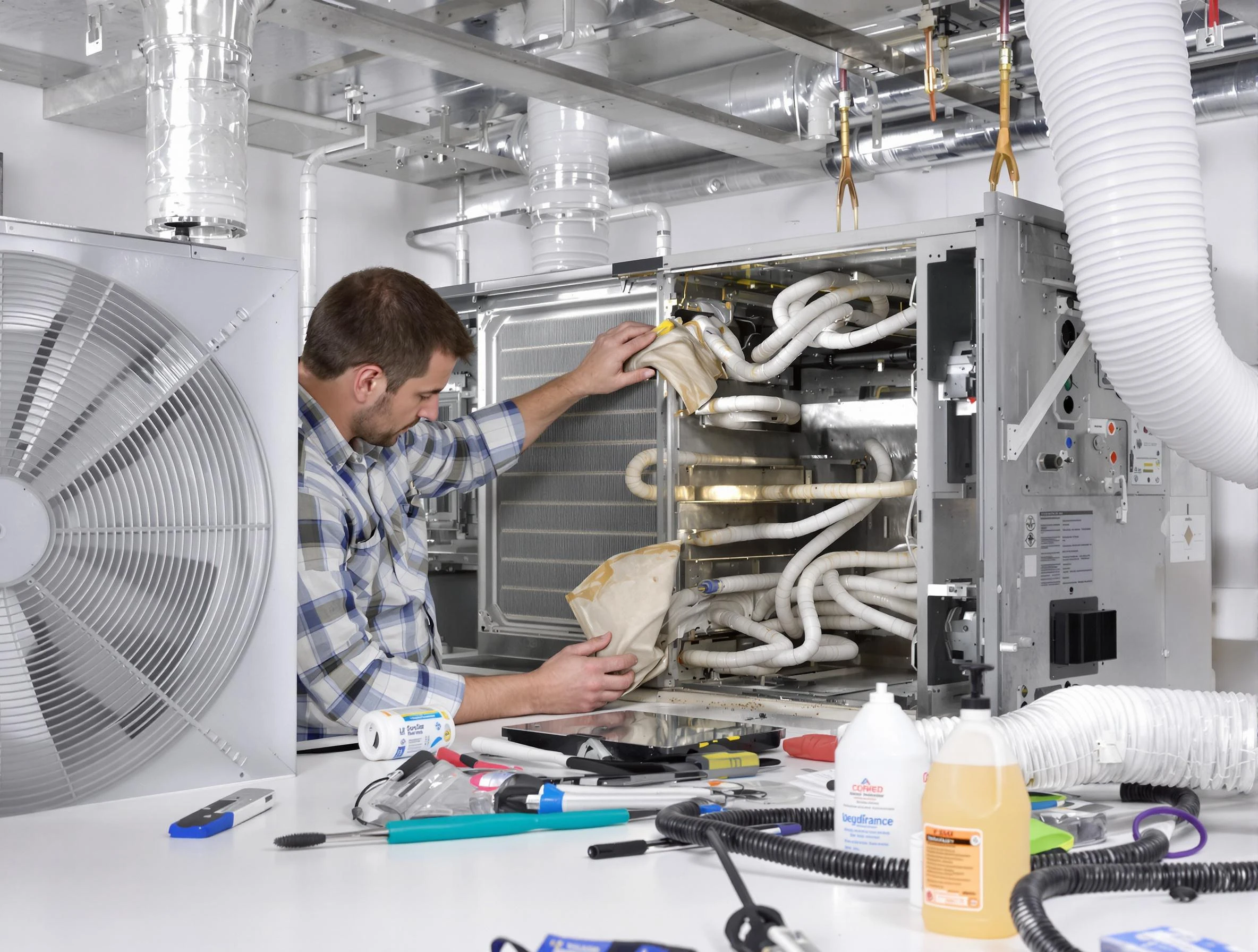 Newcastle Air Duct Cleaning specialist performing precision AC coil cleaning in Newcastle