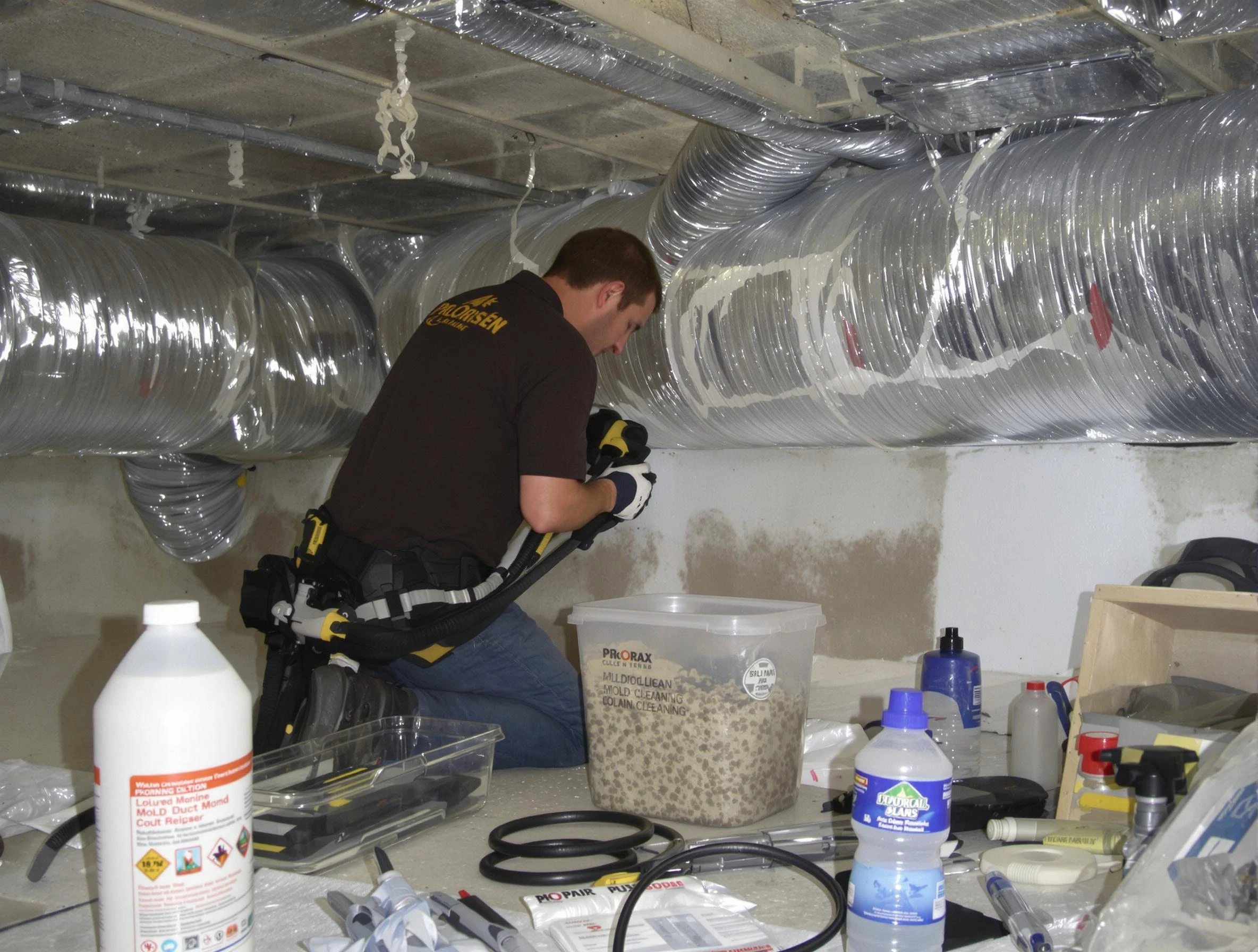 Newcastle Air Duct Cleaning specialist performing professional mold removal from air ducts in Newcastle