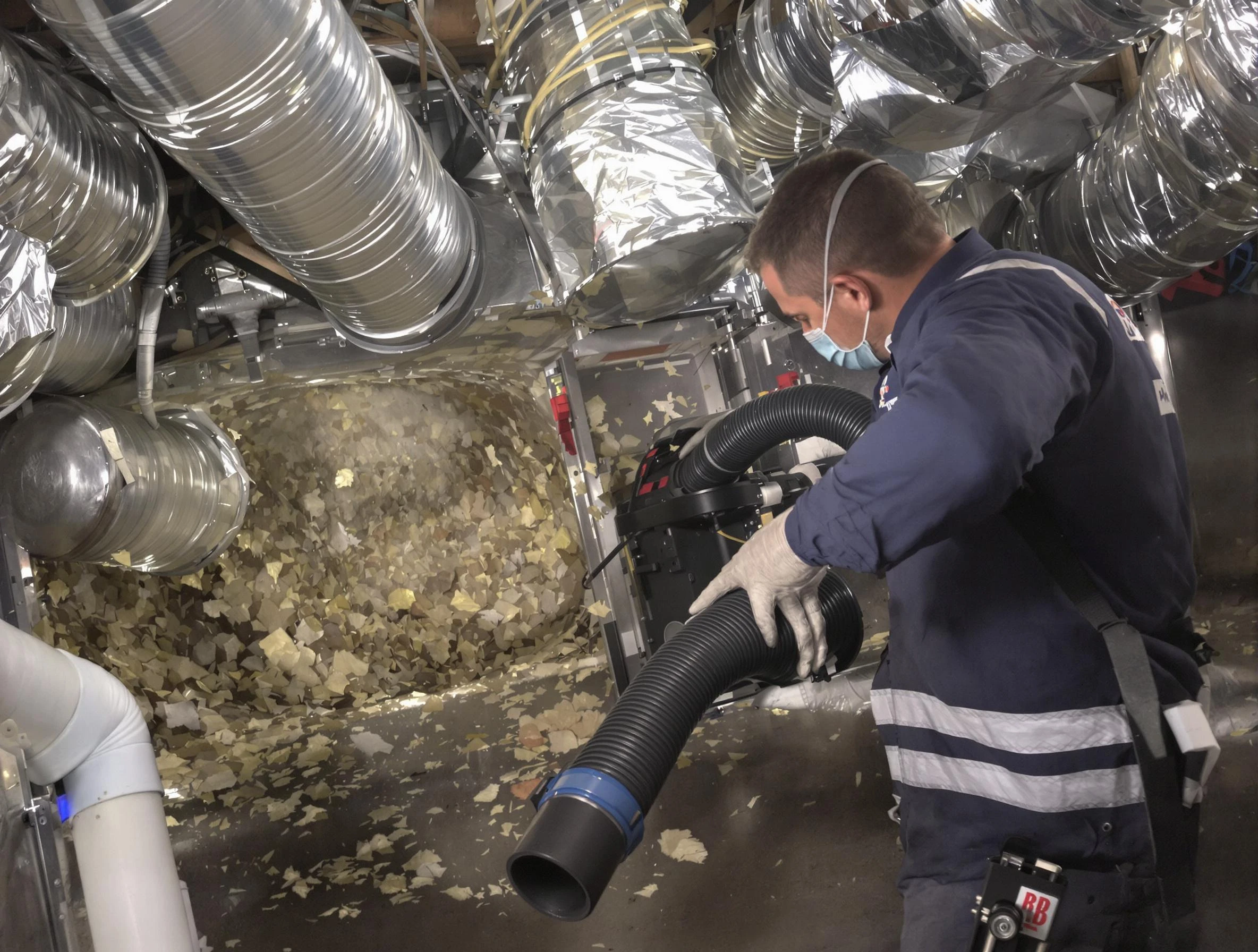 Newcastle Air Duct Cleaning specialist operating negative pressure cleaning equipment for thorough duct maintenance in Newcastle